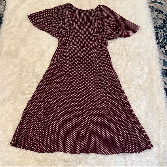 ModCloth Emily and Fin Burgundy Luna Suzanna Mini Spot Dress - Size Large - Picture 3 of 8